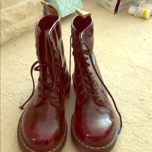 Burgundy vegan doc martens